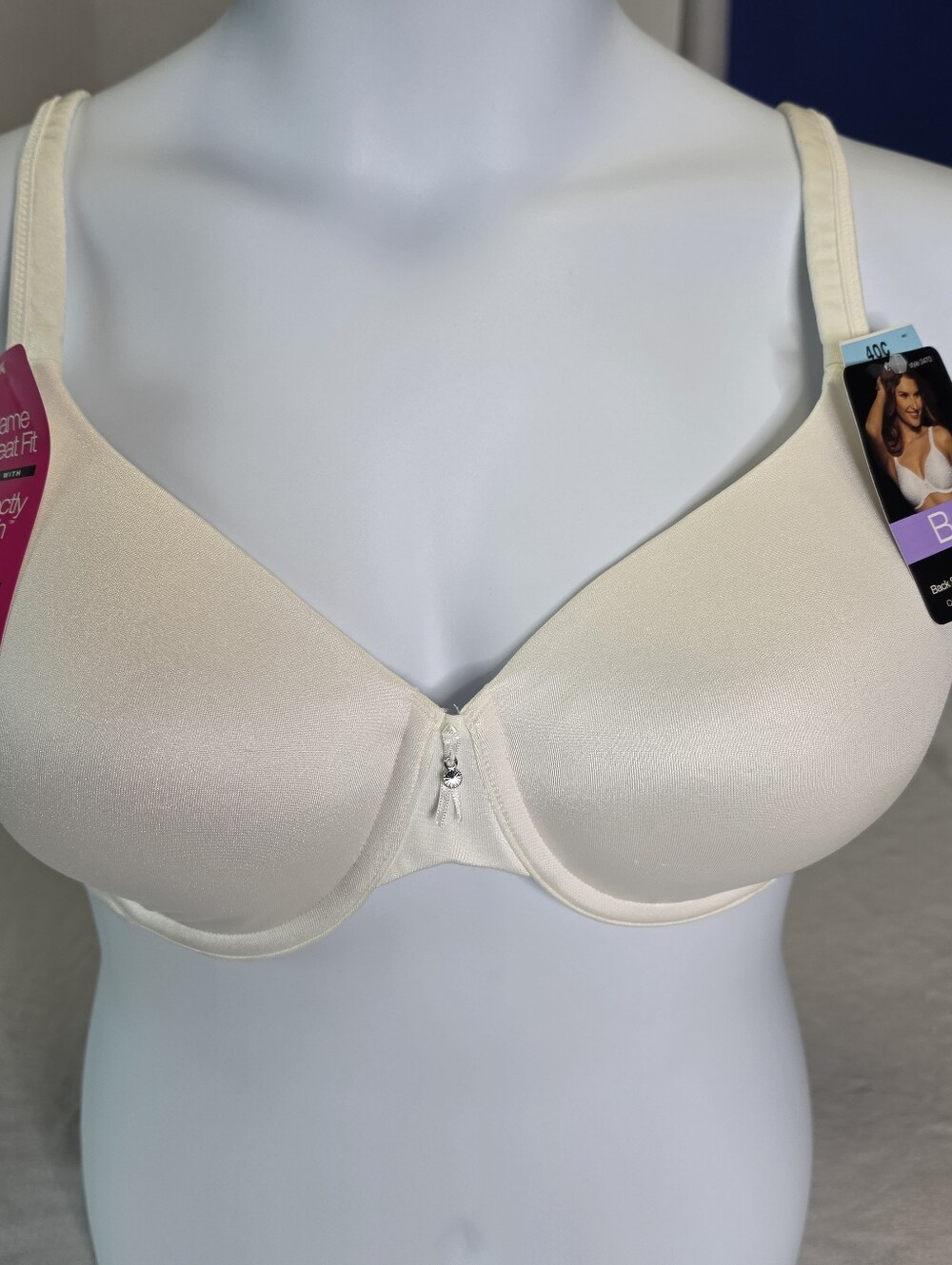 Bali One Smooth U 3470 Lined Underwire T-Shirt Bra 40C White Convertible NWT $40